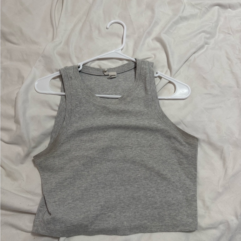 Gray Sleeveless Crop Tank Top